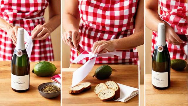 How To Wrap A Wine Bottle In A Tea Towel