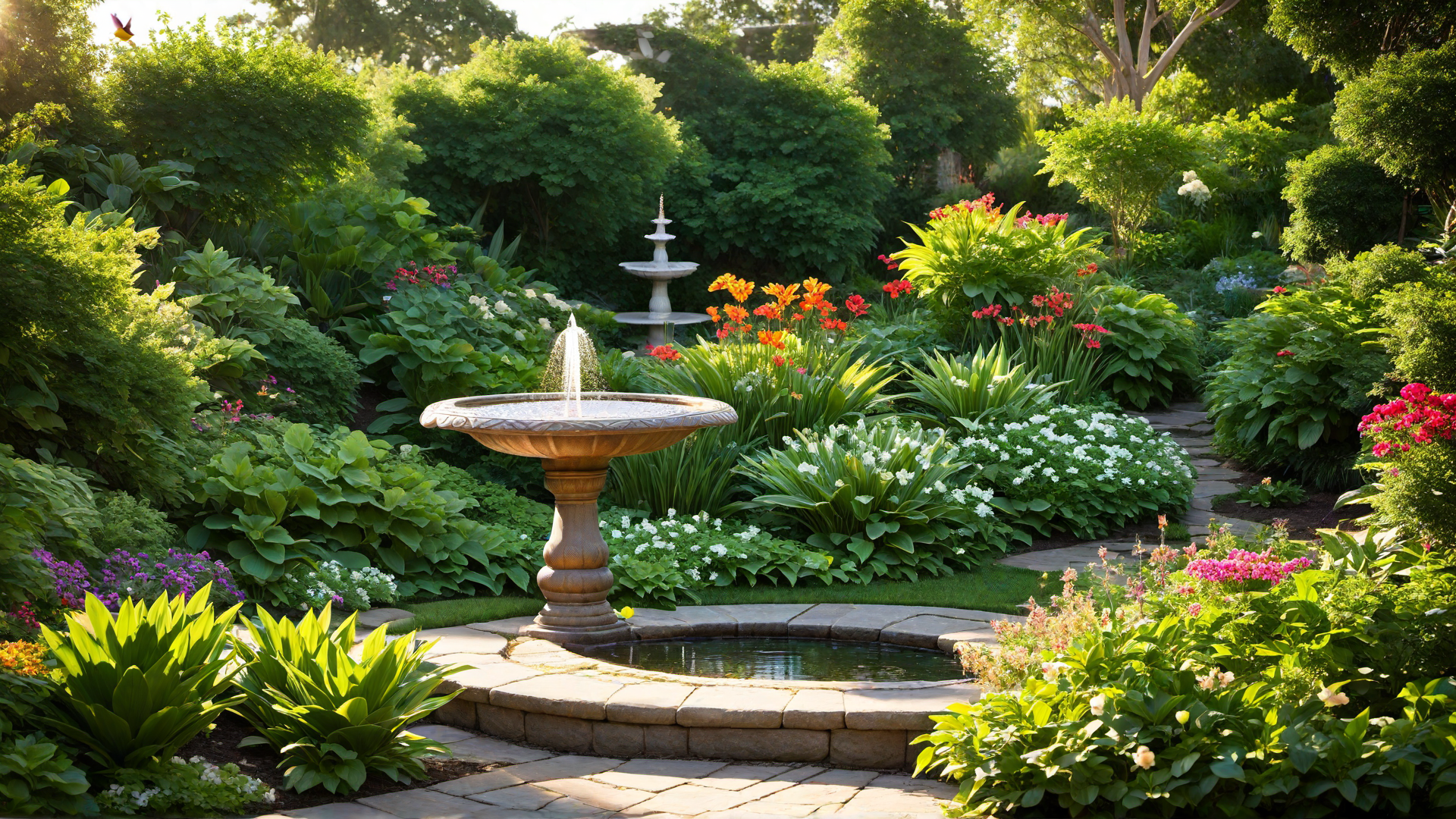 Bird Bath in a Tranquil Corner of the Yard