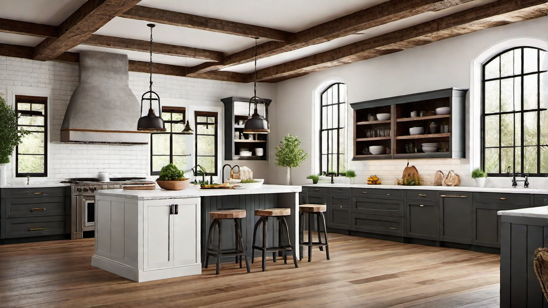 Rustic Charm: Exposed Wood Beams and Farmhouse Sink