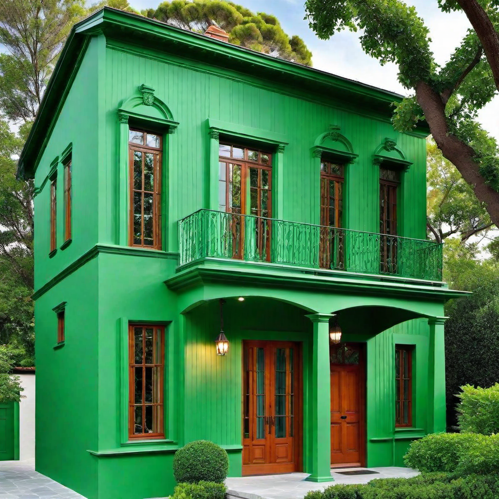 Green Painted Houses Exterior