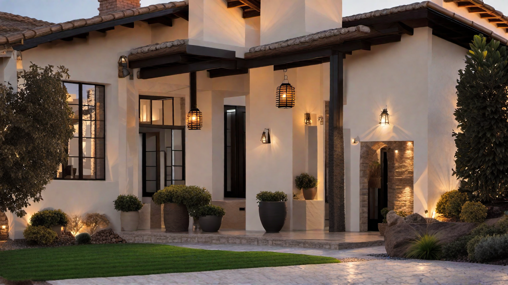 Lighting Design: Warm Glow of Lanterns at Adobe Entries