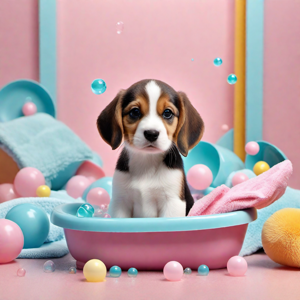 Beagle Puppy Showing Off Its First Bath