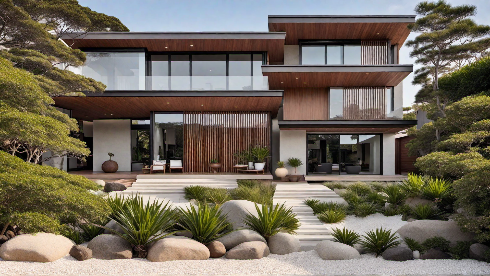 Asian Fusion: Zen Garden and Minimalist Exterior