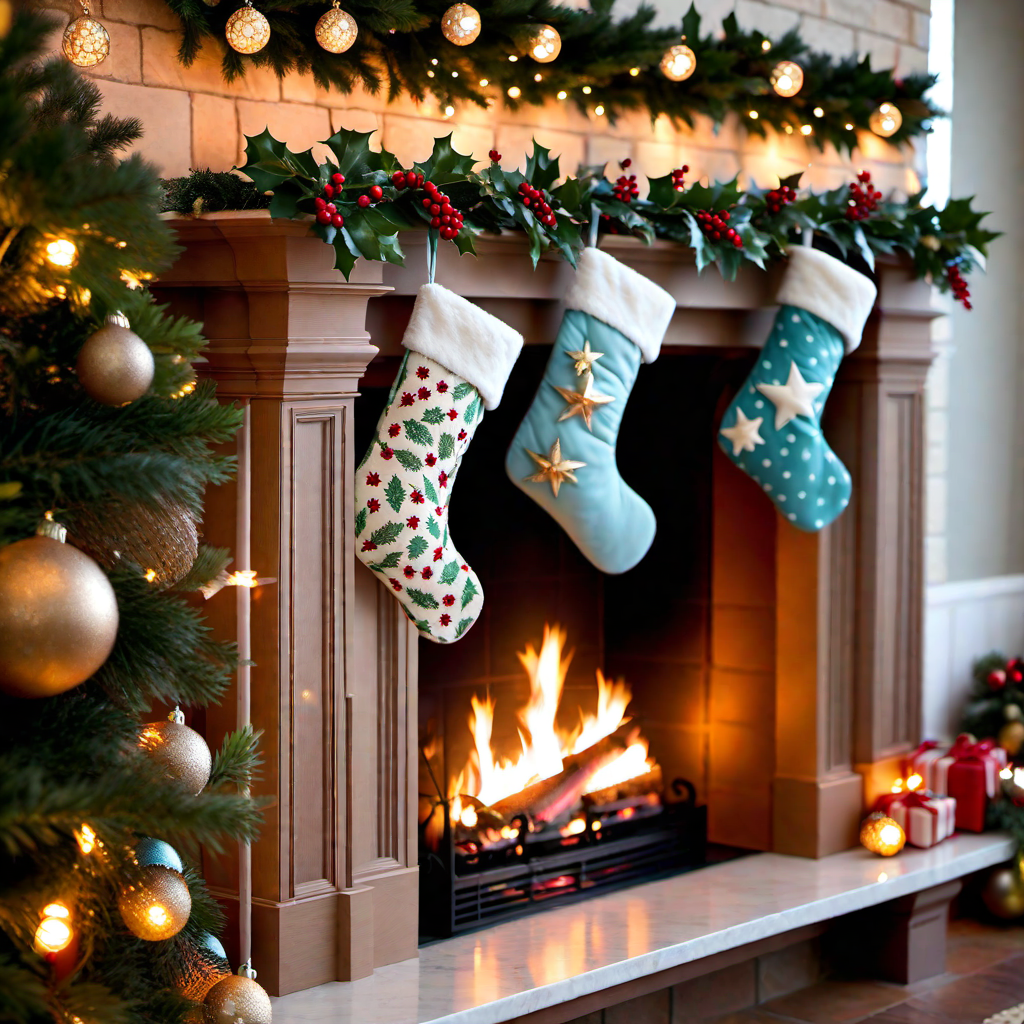 Cottage Christmas Stockings: Festive Fireplace Display