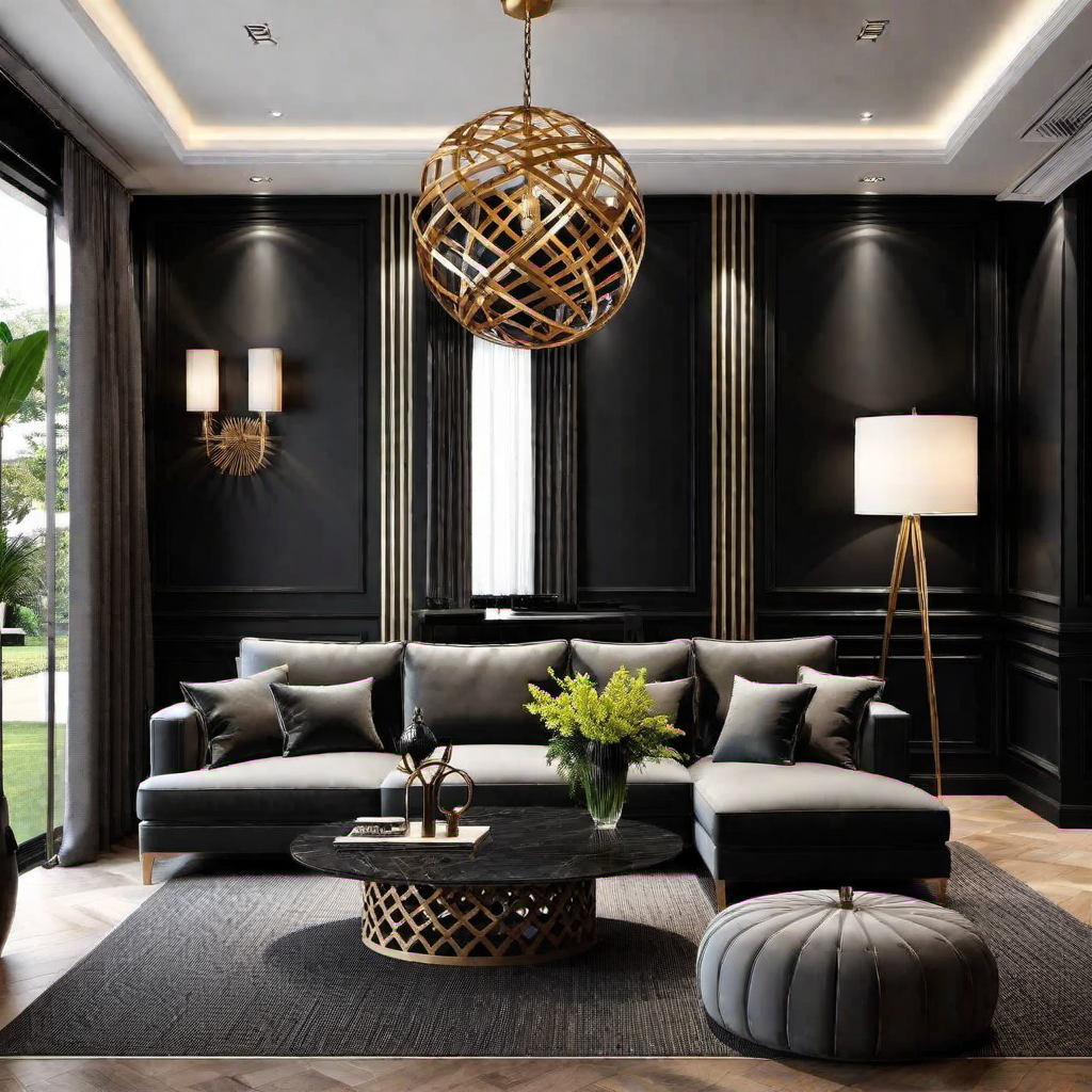 Urban Oasis: Black Accent Wall in City Loft