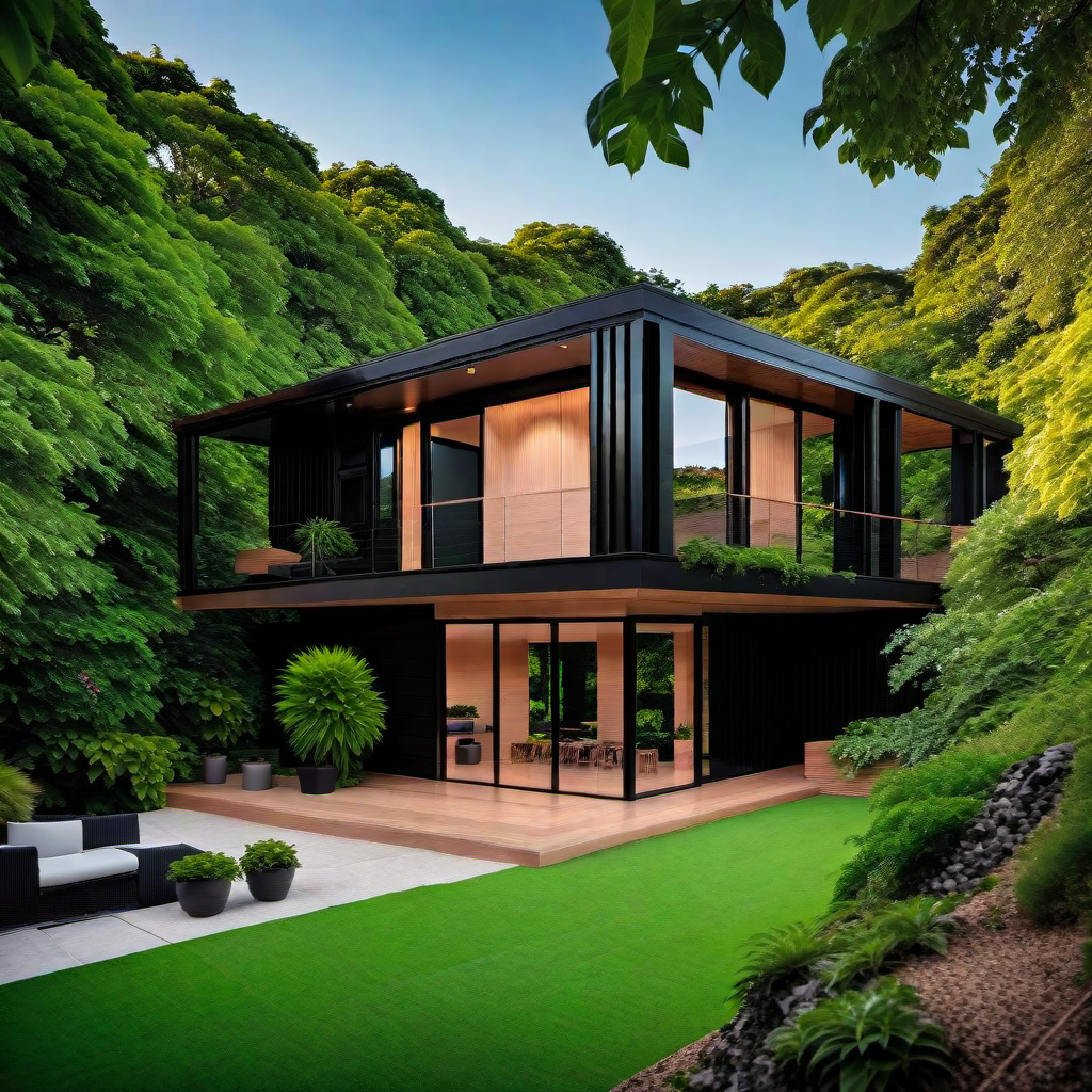 Integrating Nature: Black and Cedar Exterior Design Ideas