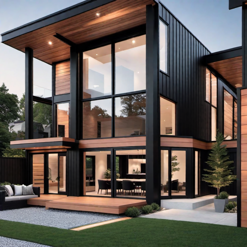 Architectural Elegance: Black Trim on Cedar Home Exterior