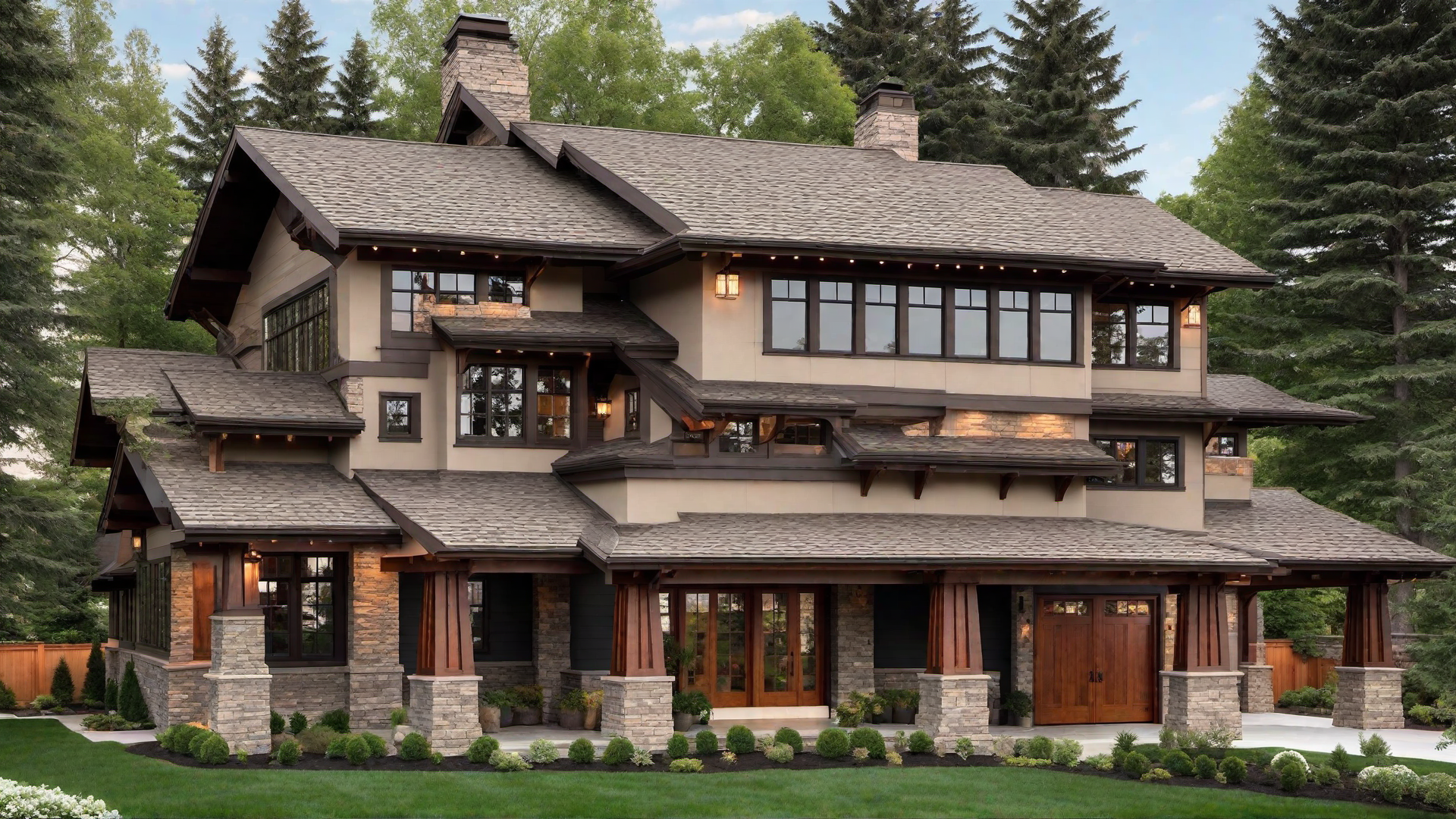 Craftsman Exterior with Rich Wood Stain