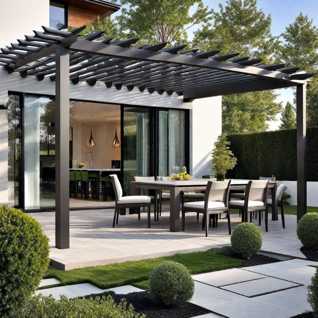 Contemporary Fusion: Modern Pergola Attached To House