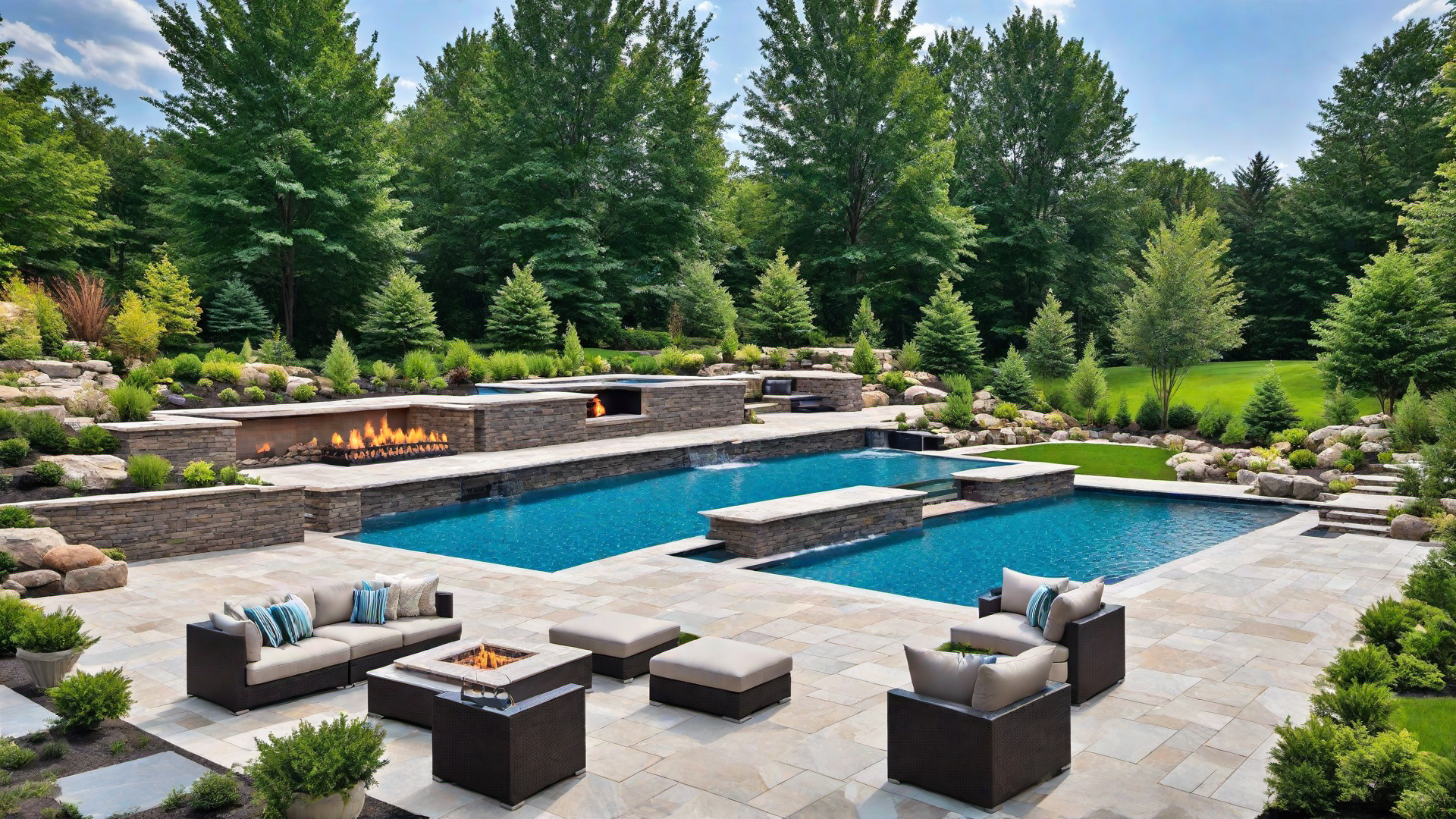 Pool with Integrated Fire Pit