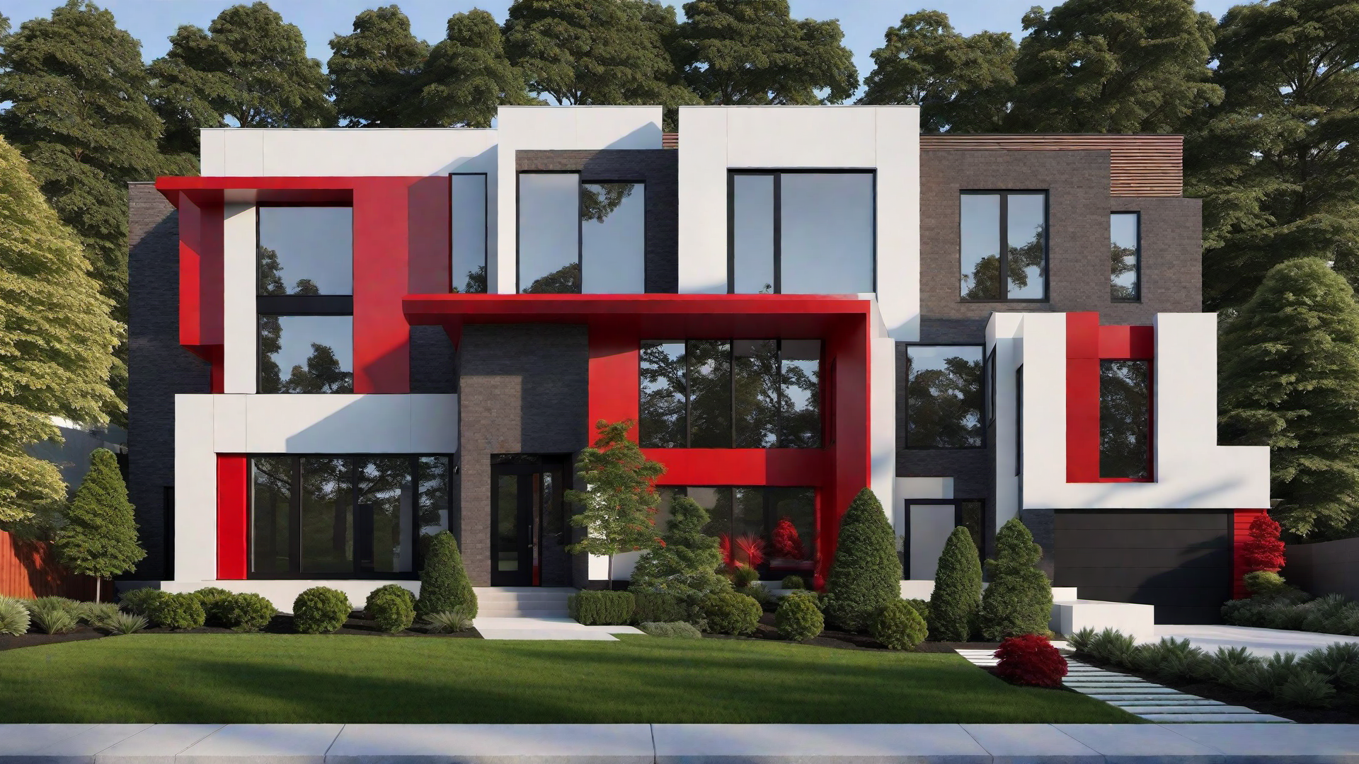 Modern Home with Red Accent Panels