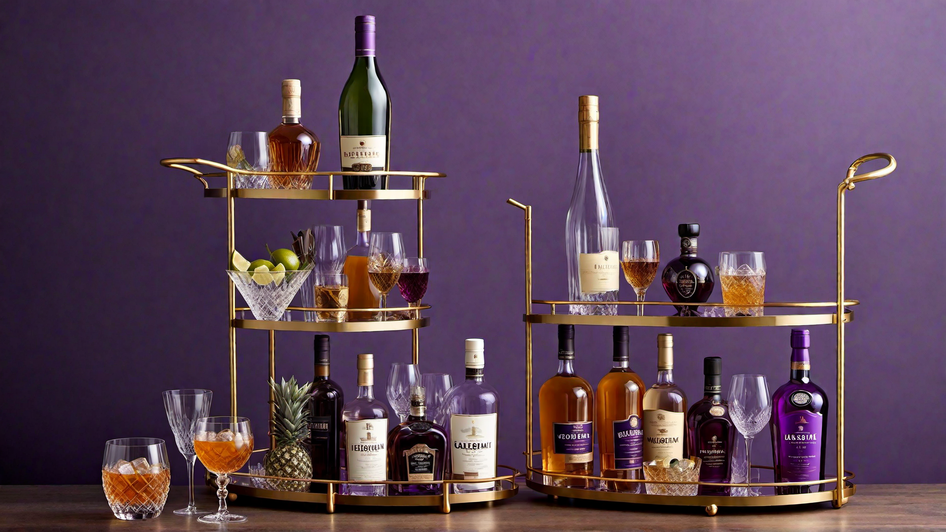 Purple Home Bar Cart for Entertaining Guests