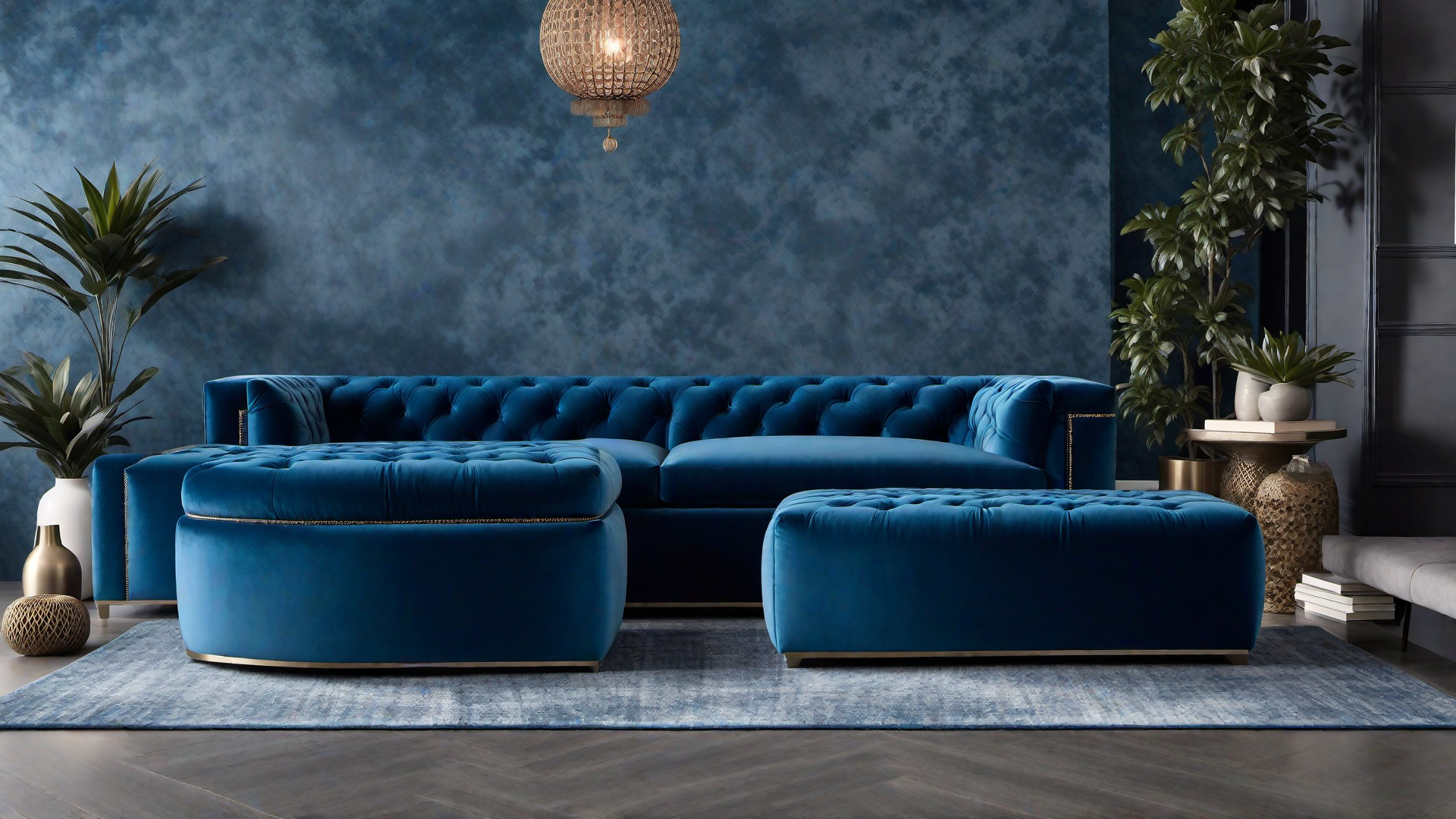 Eclectic Mix: Blue Velvet Ottoman