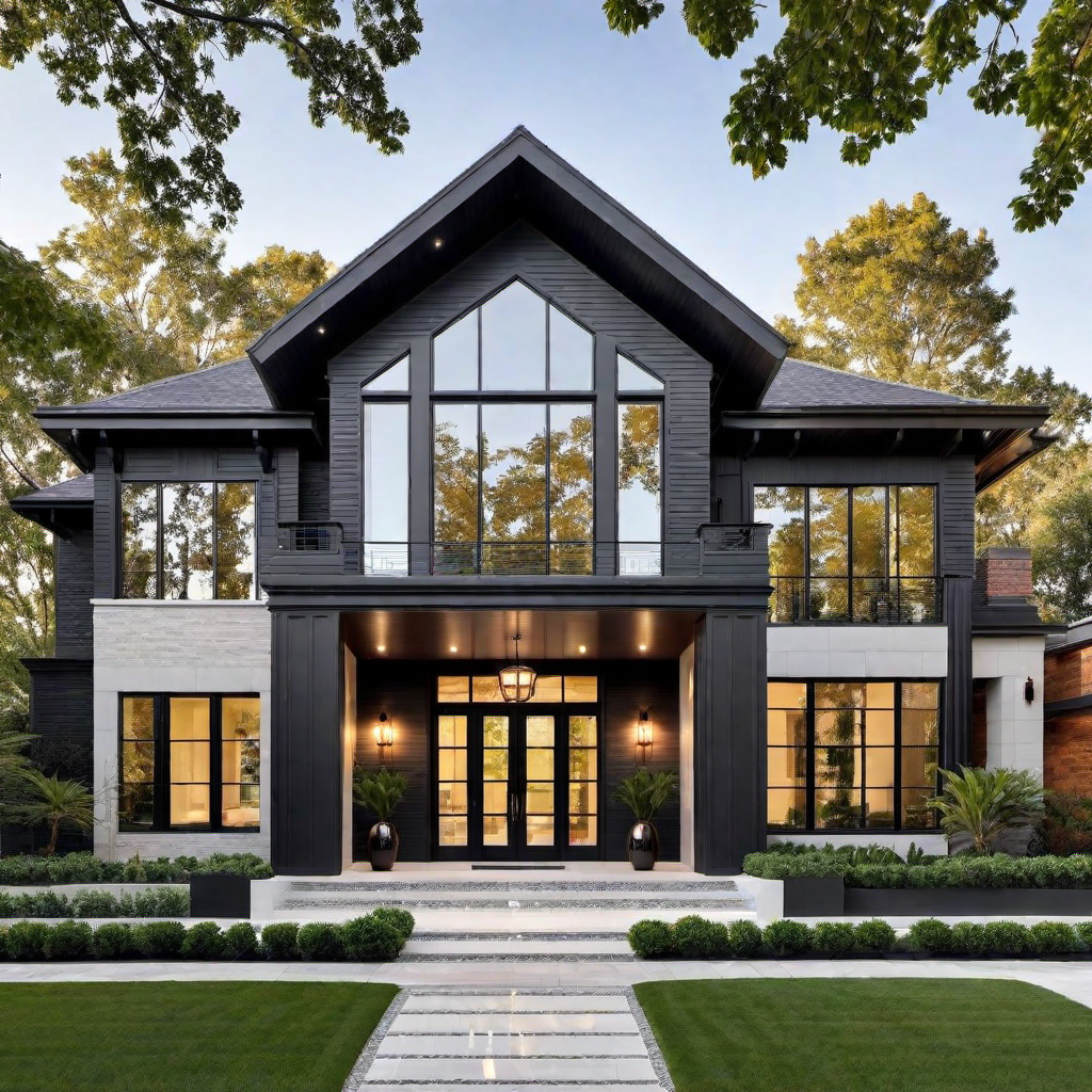 Glamorous Touch: Metallic Painted Brick House Exterior