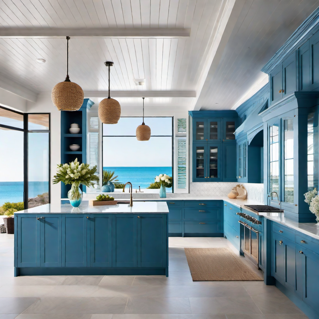 Seaside Serenity: Tranquil Blue Tones in Coastal Kitchen Design