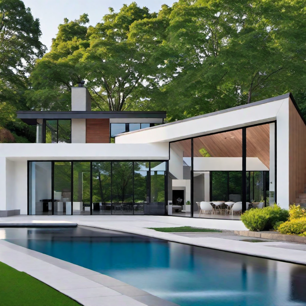 Sloping Roof Elegance: Modern Sloping Roof House Exterior