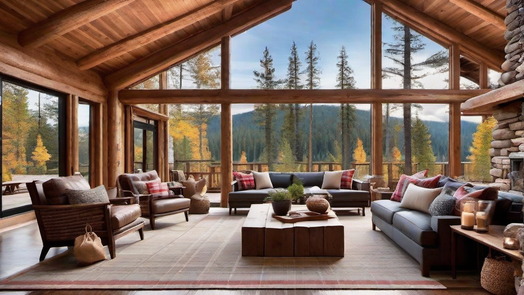 Spacious Open-Plan Living Area in a Log Cabin