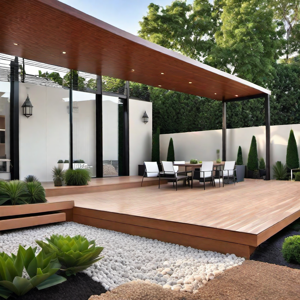 Modern Oasis: Floating Deck with Contemporary Touches