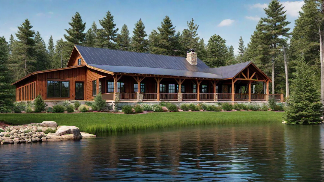 Lakefront Living: Barndominium Exterior with Water Views