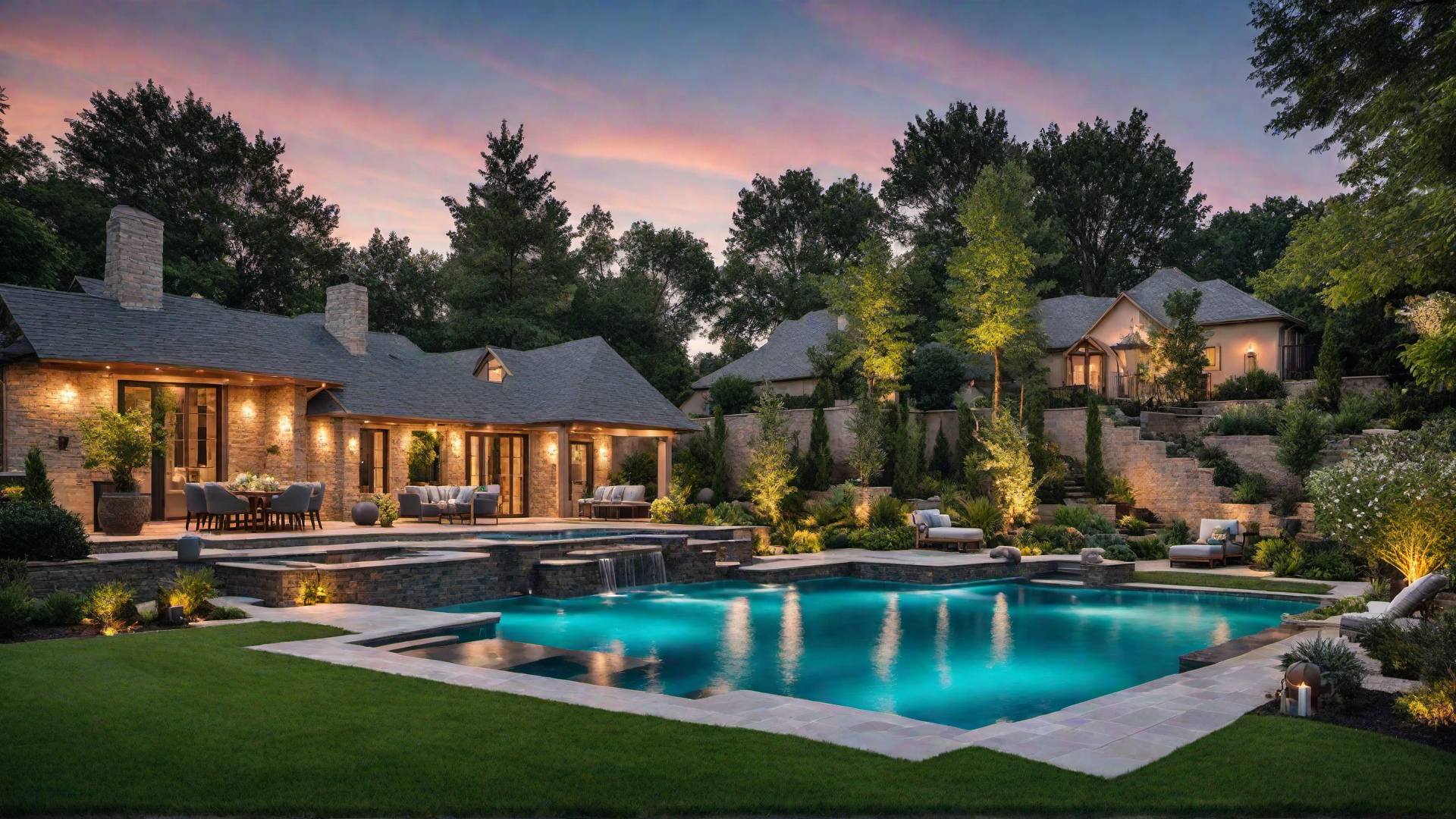 Pool with Customizable LED Lighting Effects