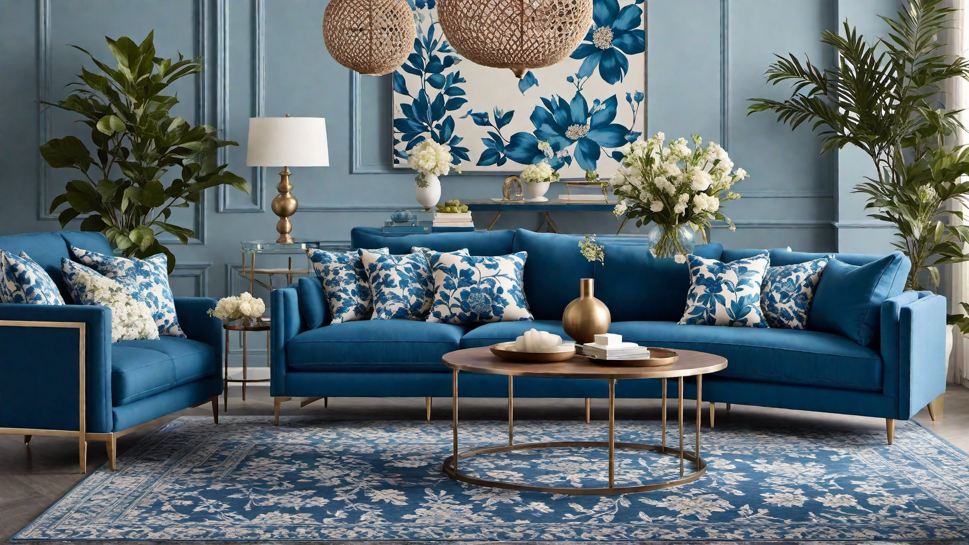Garden Oasis: Blue Floral Upholstery