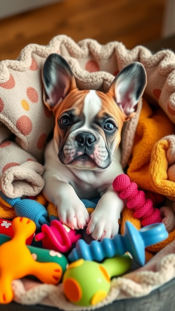 Relaxing Time in a Cozy Bed with Chew Toys