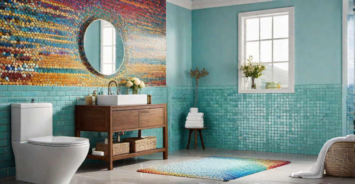 Rainbow-inspired Artwork: Elevating Bathroom Decor