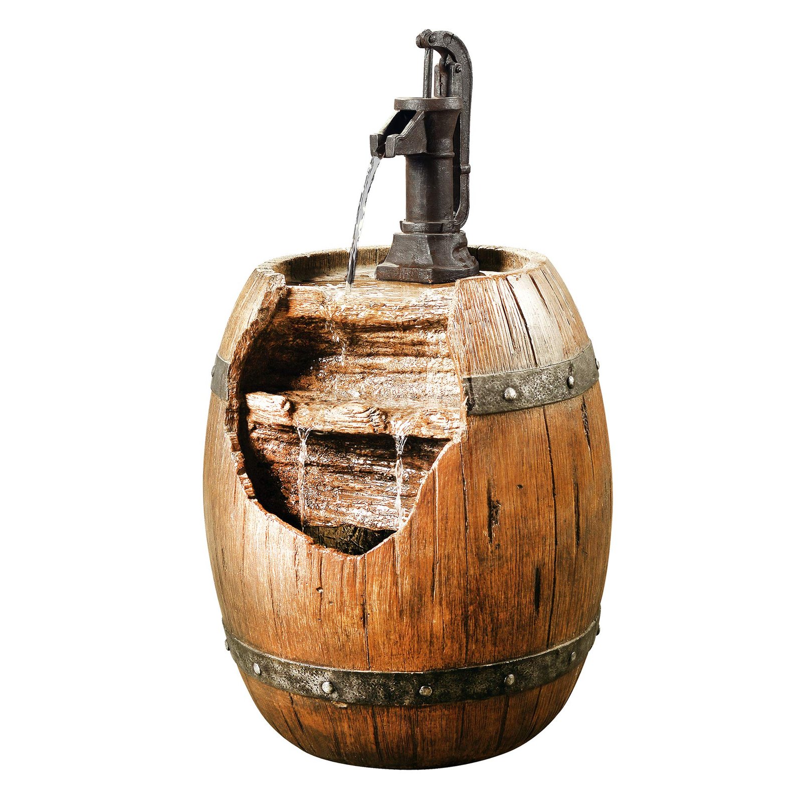 Teamson Home Vintage Barrel Waterfall Fountain