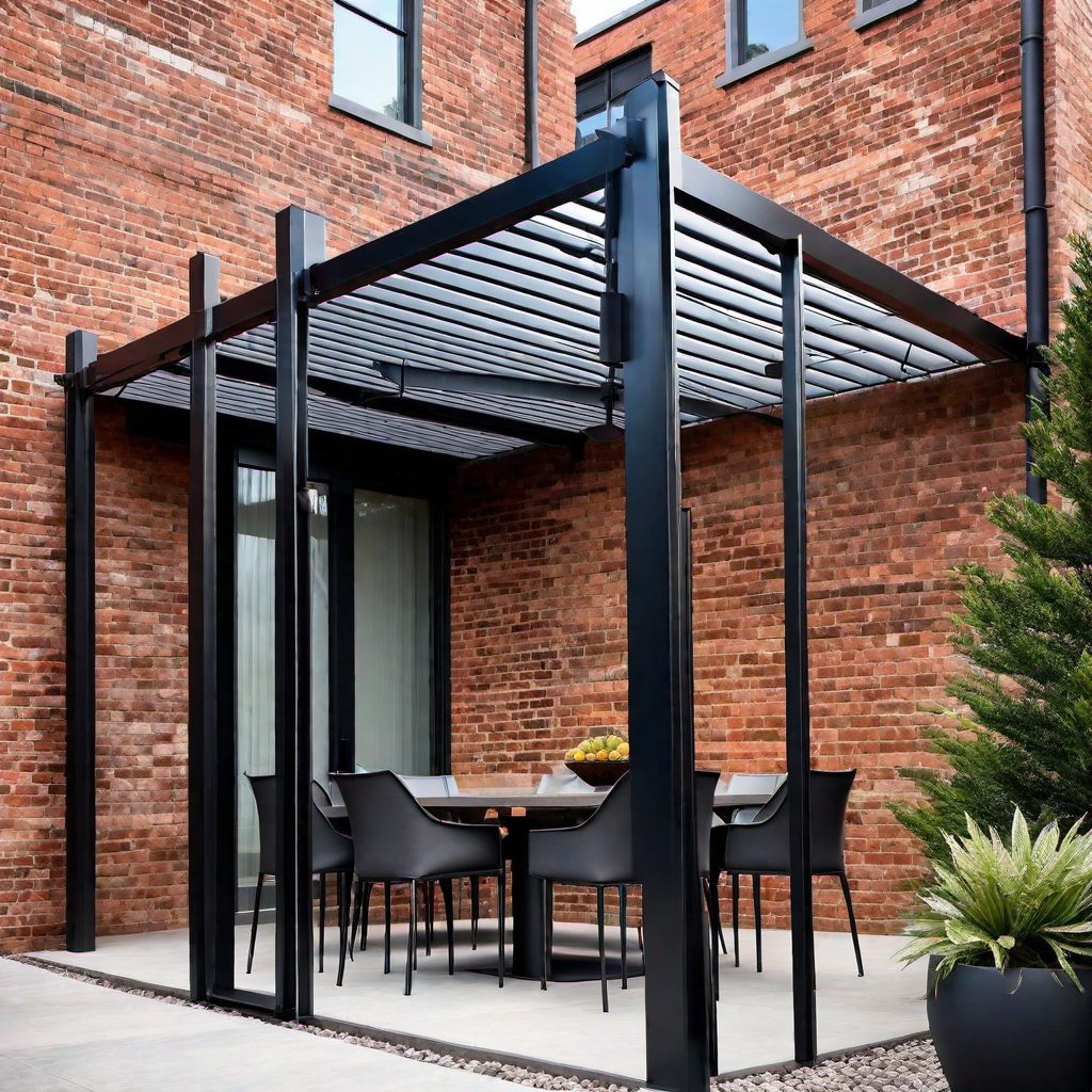 Industrial Charm: Steel Pergola Design