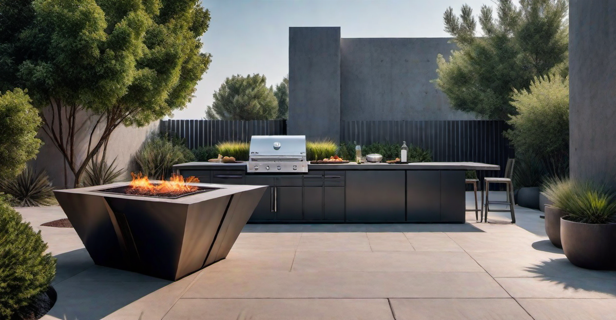 13. Minimalist Steel BBQ Grill Pit Design