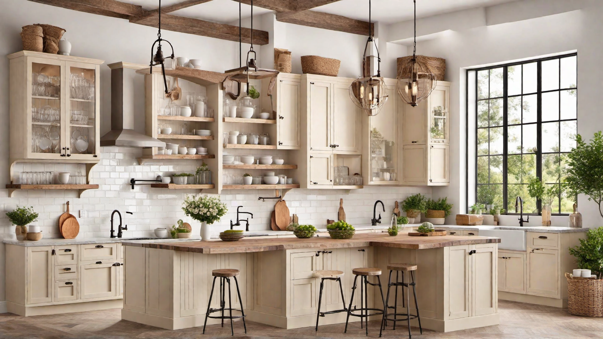 Rustic Charm: Beige Kitchen with Farmhouse Accents