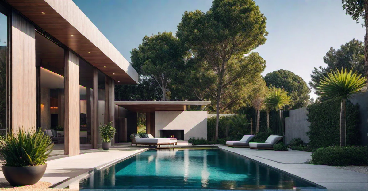 Contemporary Elegance: Mini Pool with Artistic Lighting