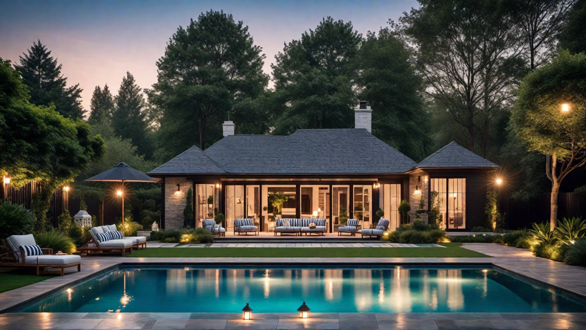 Coastal Pool with Nautical Decor