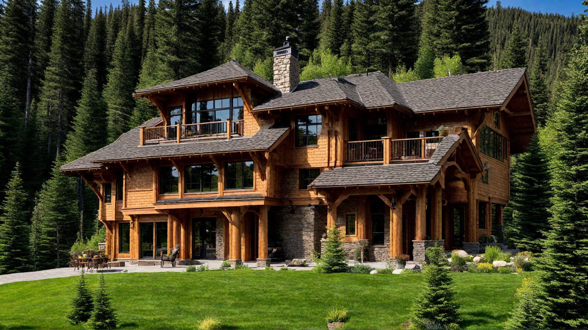 Thatch Roof Mountain Cottage with Timber Beams