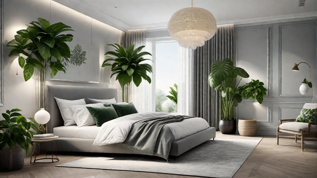 Adding Greenery and Botanical Accents to a Grey Bedroom