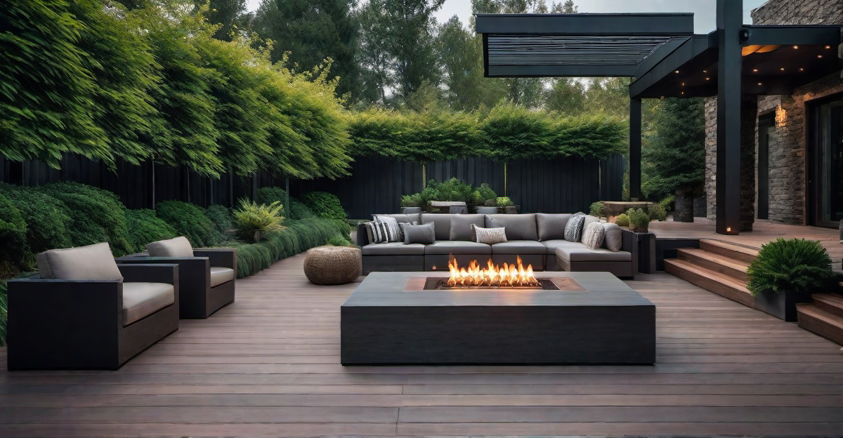 Rustic Charm: Wooden Deck with Natural Stone Accents