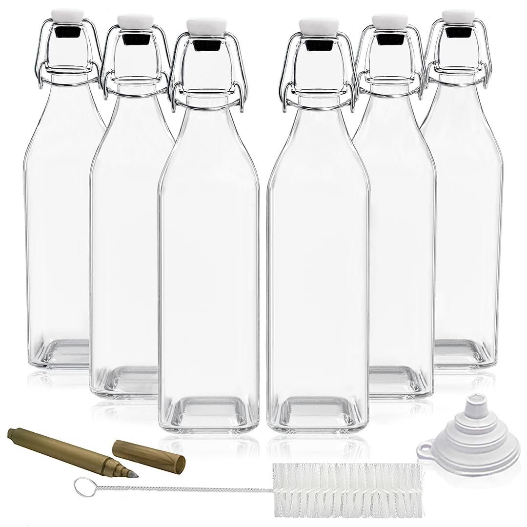 Nevlers 17oz Square Swing Top Glass Bottles