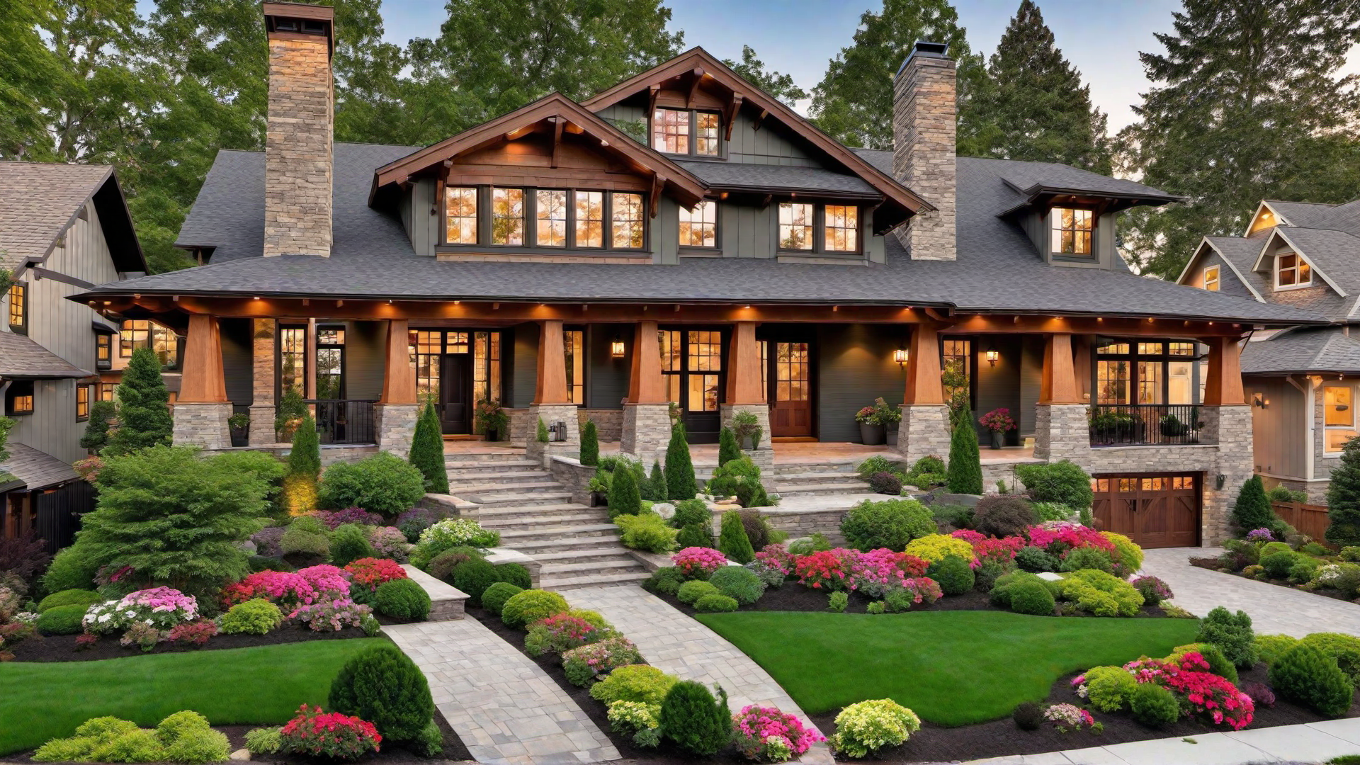 Craftsman Home with Beautiful Front Yard Plantings