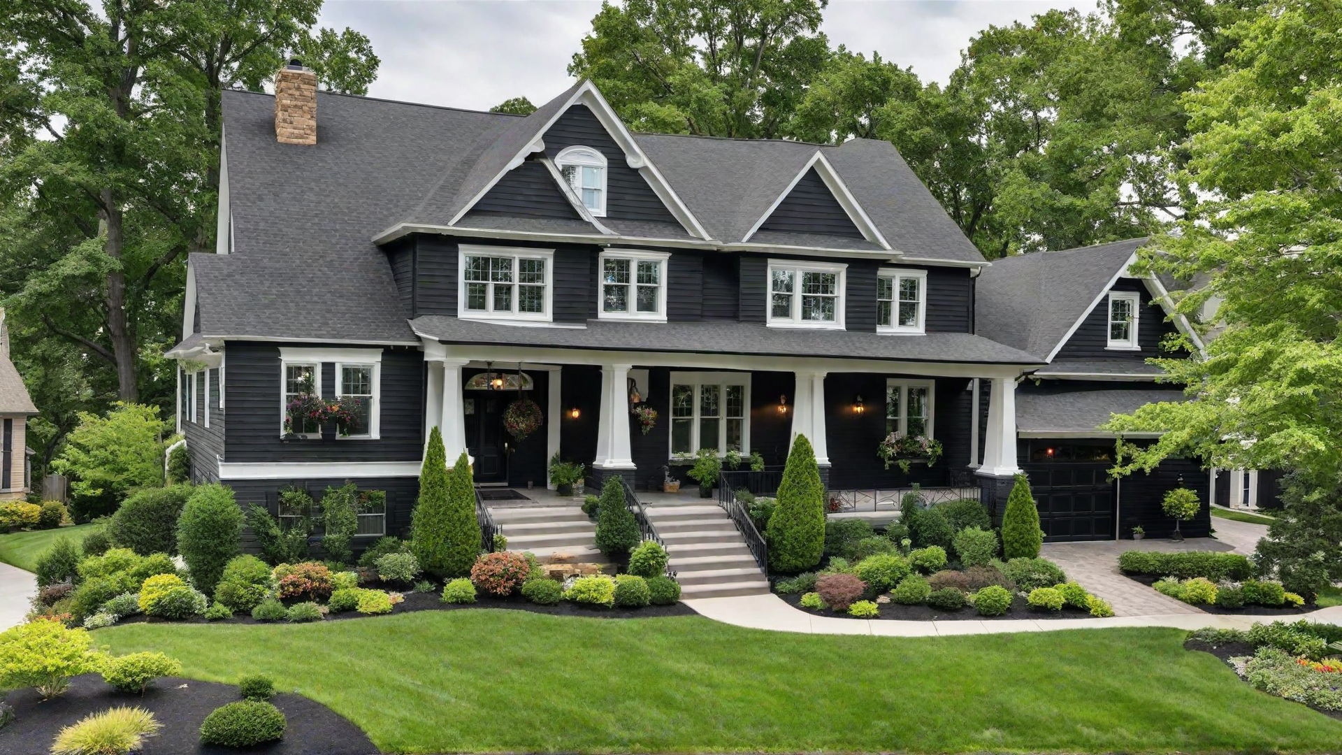 Suburban Serenity: Charming Black House in Family Neighborhood