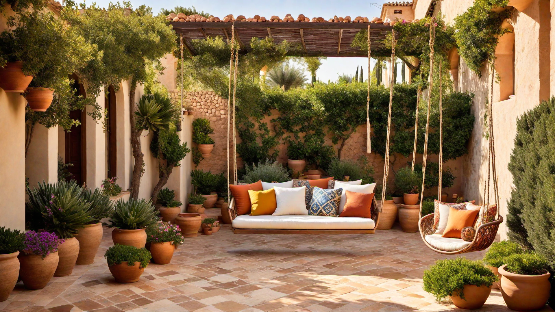 Mediterranean Style Terrace with Earthy Tones