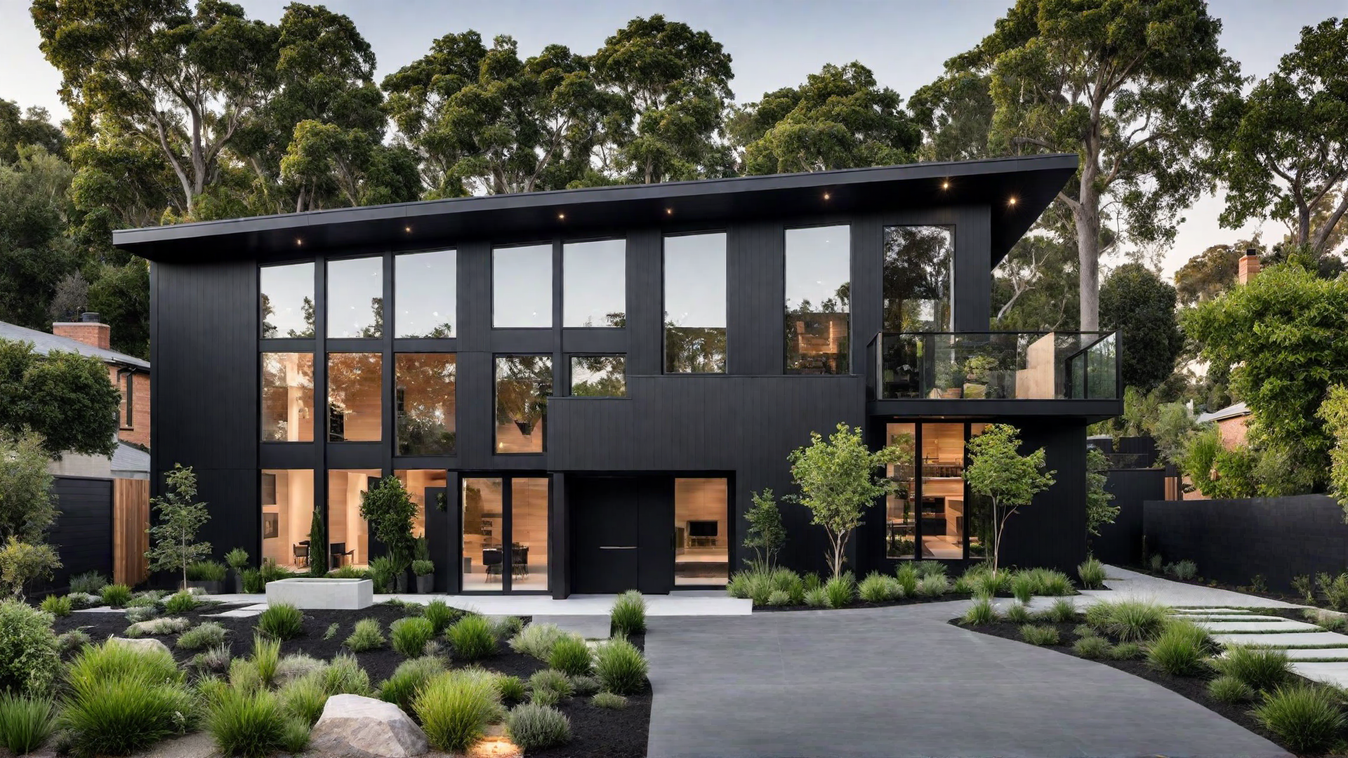 Eco-Friendly Design: Black Home Incorporating Solar Panels