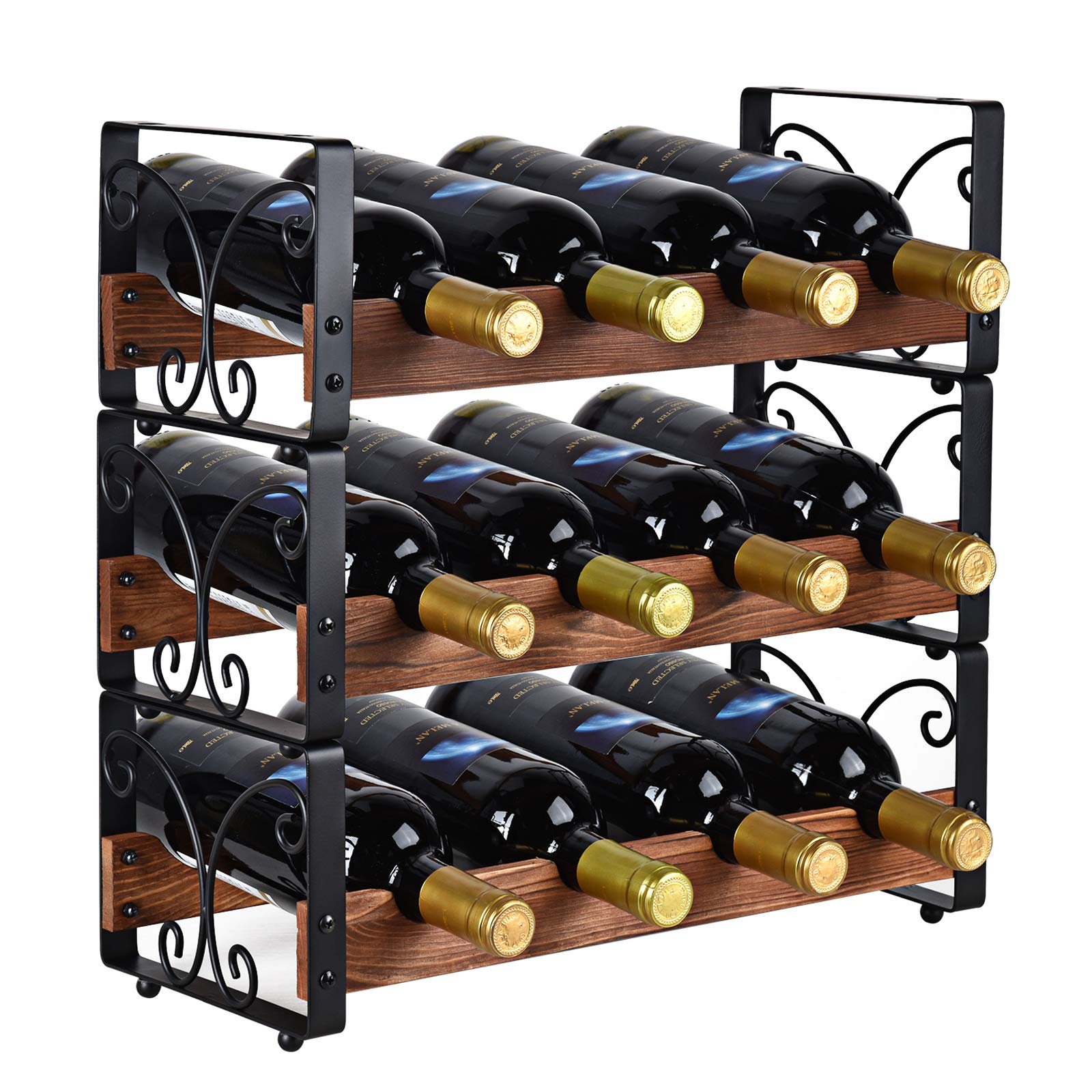 X-cosrack Rustic 3 Tier Stackable Wine Rack
