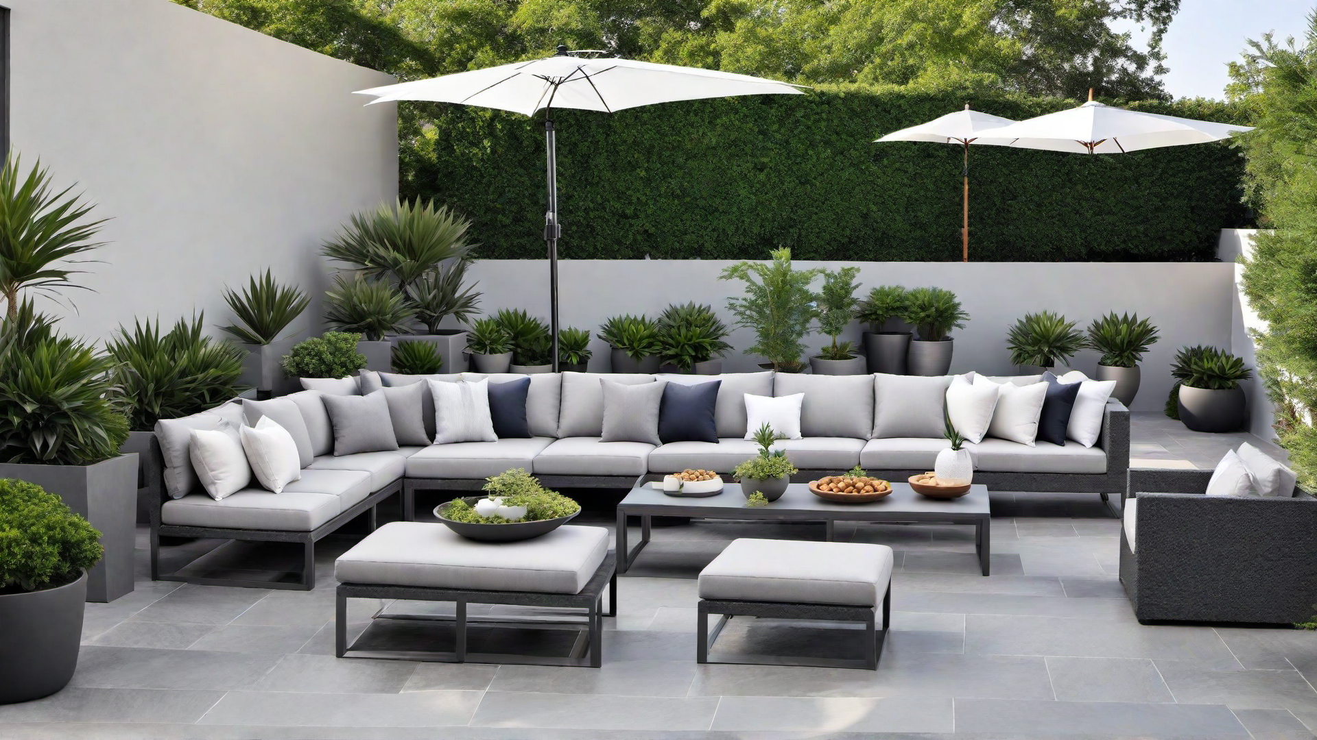 Contemporary Grey Patio with Outdoor Seating