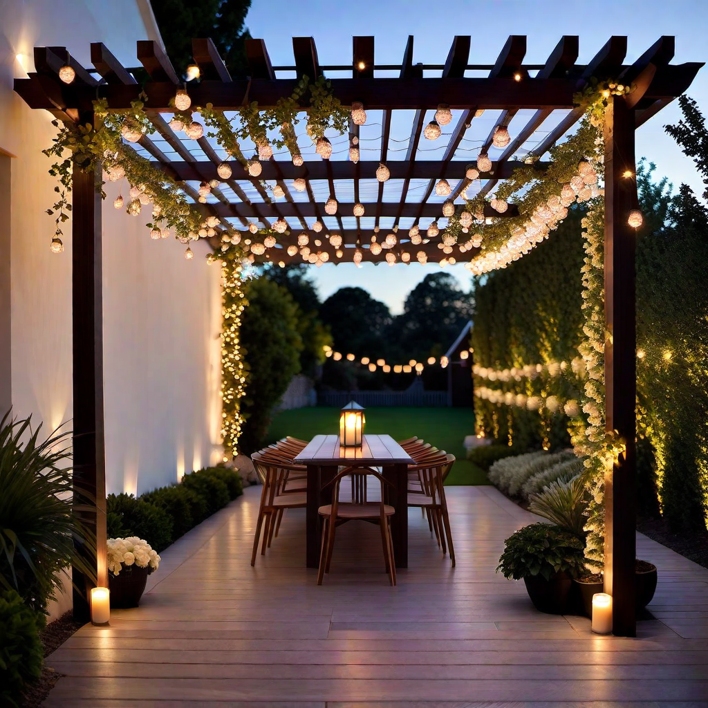 Whimsical Touch: Fairy Lights On Pergola Beams