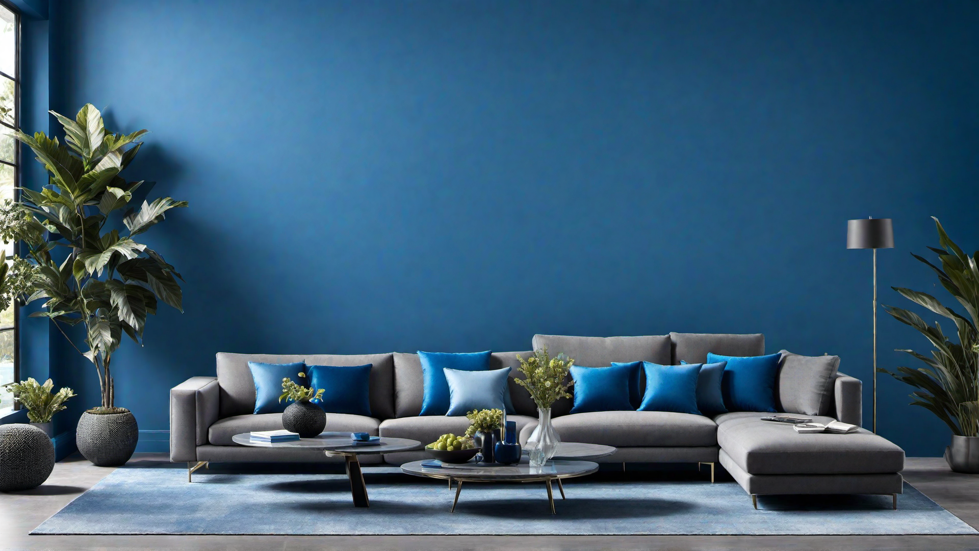 Contemporary Flair: Electric Blue Statement Wall