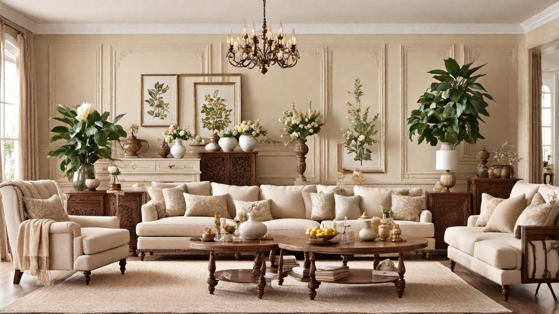 Timeless Beauty: Beige Interior with Antique Decor