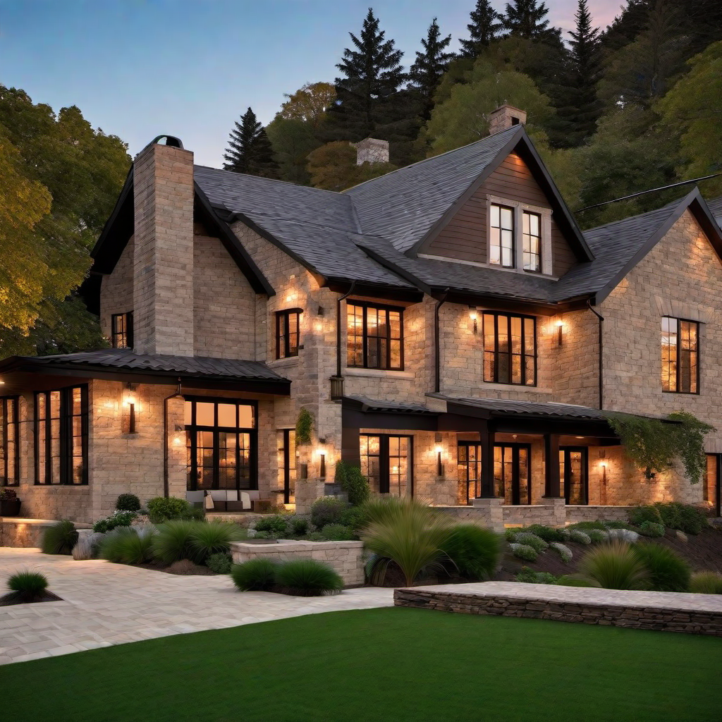 Rustic Brown Farmhouse with Stone Features