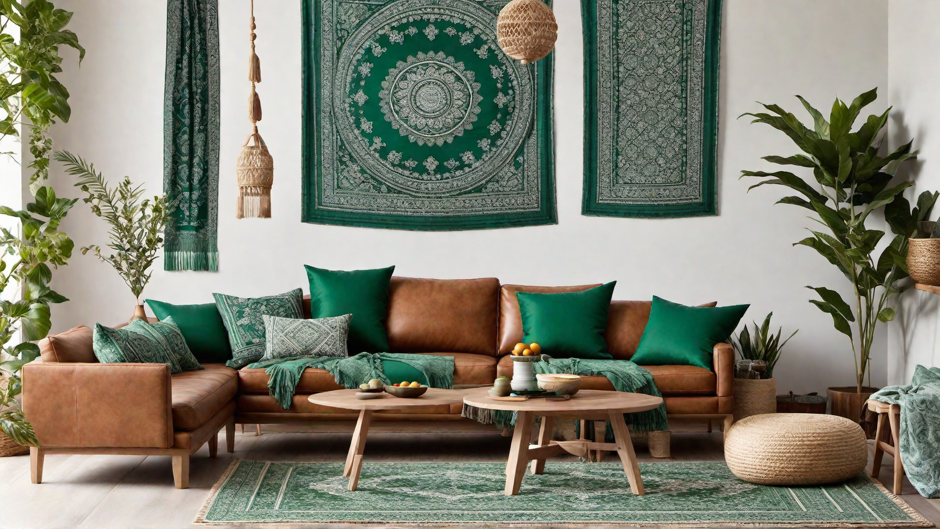 Bohemian Vibe: Green Tapestries and Wall Hangings