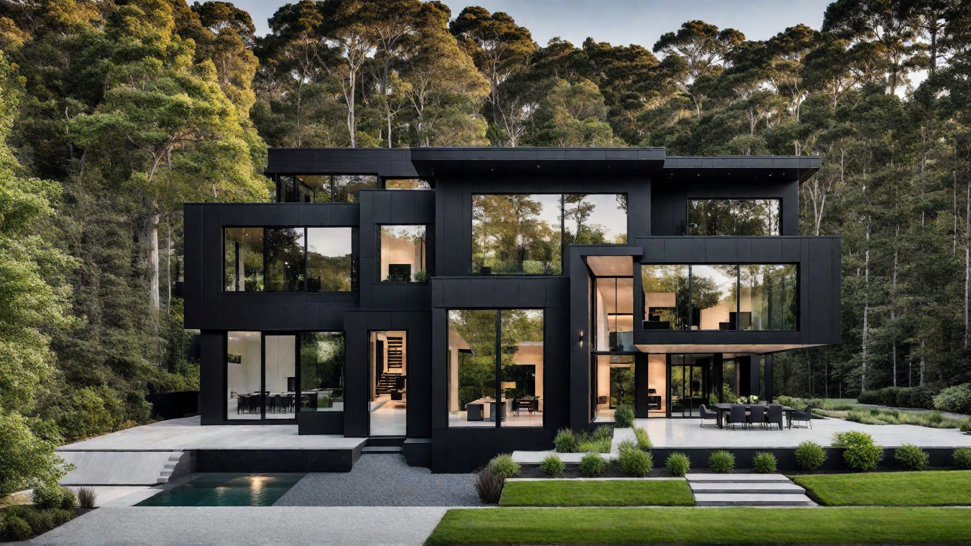 Modern Aesthetics: Black Industrial Home with Open Spaces