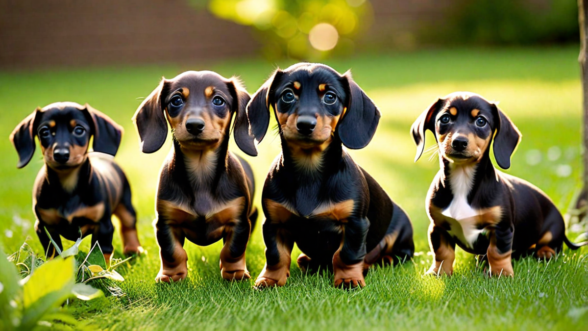 Whimsical Dachshund Puppies in a Row